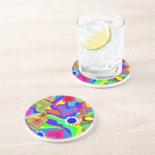 Dessous De Verre En Grès Cœurs Fleurs Groovy