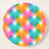 Dessous De Verre En Grès Coeurs géométriques en couleurs psychédéliques (1) (Devant)