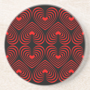 Dessous De Verre En Grès Coeurs noirs et rouges