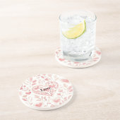 Dessous De Verre En Grès Cœurs roses Amour floral (Côté)