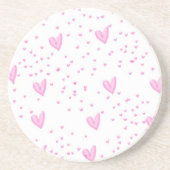 Dessous De Verre En Grès Coeurs roses sur blanc (Devant)