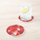 Dessous De Verre En Grès Coeurs rouges (Côté)