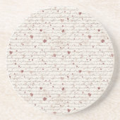Dessous De Verre En Grès Cœurs Rouges Crème (Devant)