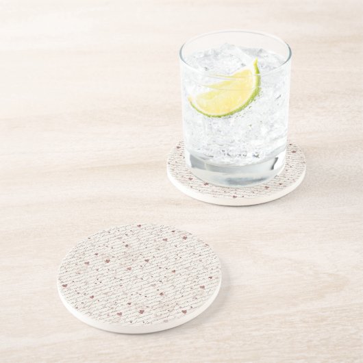 Dessous De Verre En Grès Cœurs Rouges Crème (Côté)
