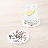 Dessous De Verre En Grès Coeurs rouges de Saint Valentin atomique (Côté)