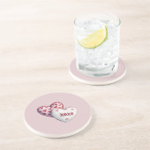Dessous De Verre En Grès Cœurs rouges roses XOXO (Côté)