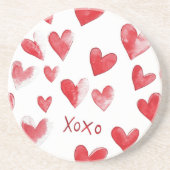 Dessous De Verre En Grès Coeurs rouges XOXO Love (Devant)
