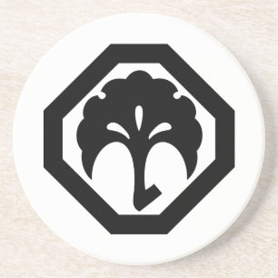 Dessous De Verre En Grès Coin arrondi avec un ginkgo