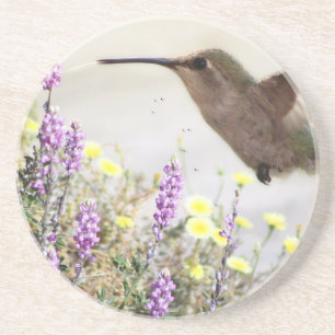 Dessous De Verre En Grès Colibri et fleurs sauvages Art numérique