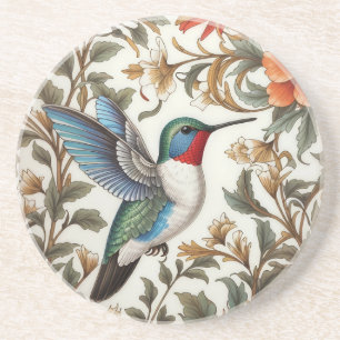 Dessous De Verre En Grès Colibri volant inspiré de William Morris