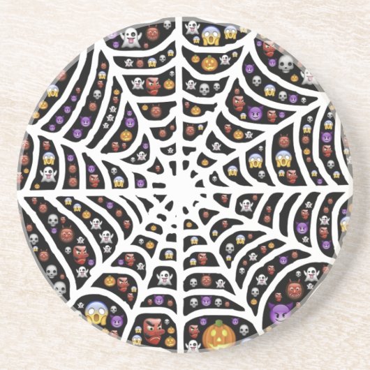 Dessous De Verre En Grès Collage Cobweb Éffrayant effrayant (Devant)