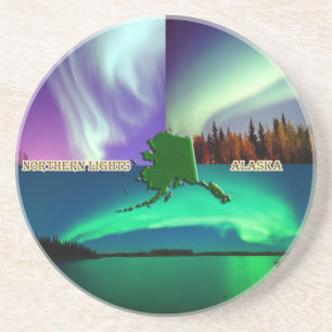 Dessous De Verre En Grès Collage des aurores boréales de l'Alaska