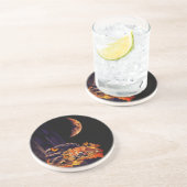 Dessous De Verre En Grès Collage faunique avec renard, hérisson et lune d'a (Côté)