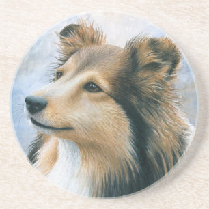 Dessous De Verre En Grès Colley de Sheltie du chien 122