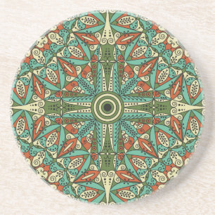 Dessous De Verre En Grès Coloré Arabesque ethnique : Ornement Vintage