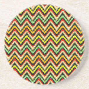Dessous De Verre En Grès Coloré Retro Chevron Motif Tons Chauds