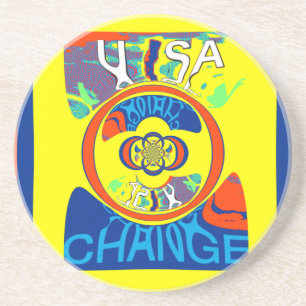 Dessous De Verre En Grès Colorful USA Change : A Festive Design Art Print