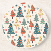Dessous De Verre En Grès Colourful Christmas Pine Trees Seamless Pattern (Devant)