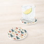 Dessous De Verre En Grès Colourful Christmas Pine Trees Seamless Pattern (Côté)