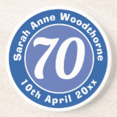 Dessous De Verre En Grès Commémoration d'anniversaire avec le nom, l'âge et (Devant)