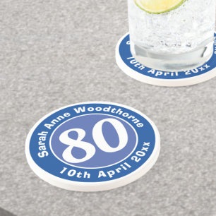 Dessous De Verre En Grès Commémoration d'anniversaire avec le nom, l'âge et