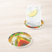 Dessous De Verre En Grès Composition de coups de pinceau abstraits aléatoir (Côté)