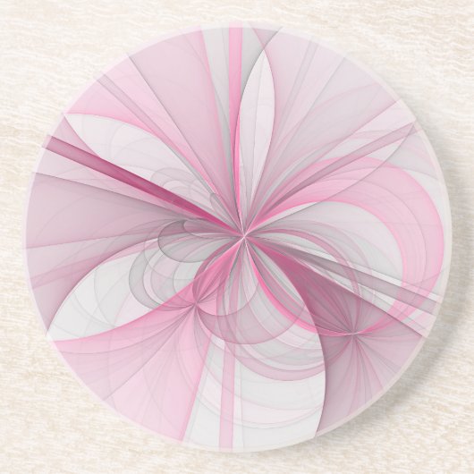 Dessous De Verre En Grès Conception Abstraite de fractal rose pâle moderne (Devant)