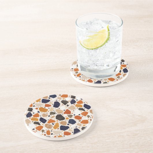 Dessous De Verre En Grès Conception Abstraite de Terrazzo Méditerranéen (Côté)