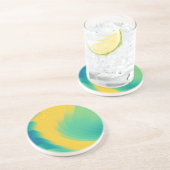 Dessous De Verre En Grès Conception abstraite jaune unique (Côté)