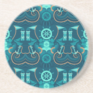 Dessous De Verre En Grès Conception bleue nautique