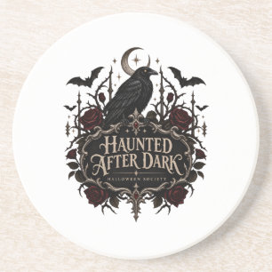 Dessous De Verre En Grès Conception de corbeau gothique Halloween Haunted A