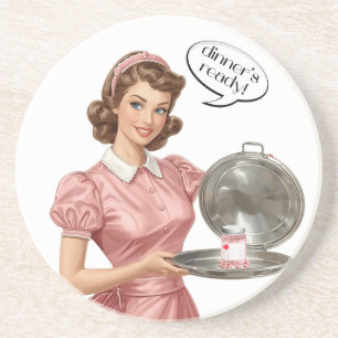 Dessous De Verre En Grès Conception de cuisine de ménagère vintage « Le dîn