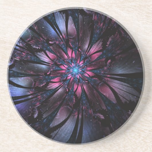 Dessous De Verre En Grès Conception de fleur fractale abstraite. (Devant)