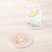Dessous De Verre En Grès Conception de fleur sauvage de lapin duveteux pour (Côté)