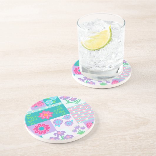 Dessous De Verre En Grès Conception de fleurs vibrantes en fleurs (Côté)