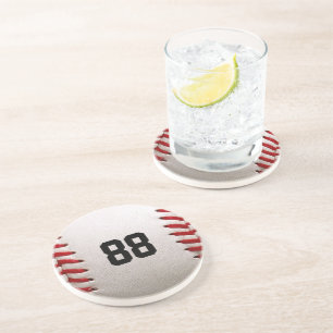 Dessous De Verre En Grès Conception de joueur de baseball avec numéro de ma