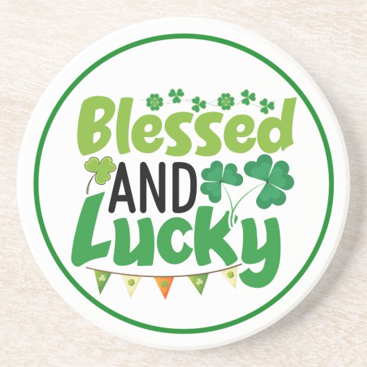 Dessous De Verre En Grès Conception de la Saint-Patrick bénie et chanceuse- (Devant)