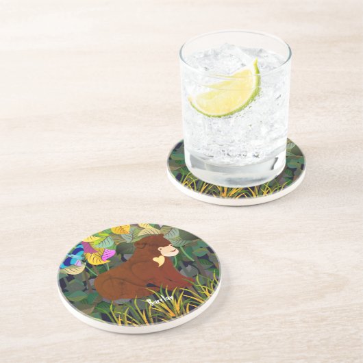 Dessous De Verre En Grès Conception de l'ours solaire Jungle (Côté)