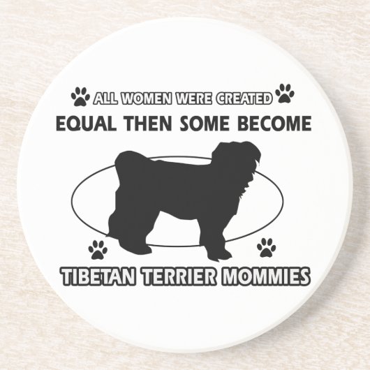 Dessous De Verre En Grès Conception de maman de Terrier tibétain (Devant)