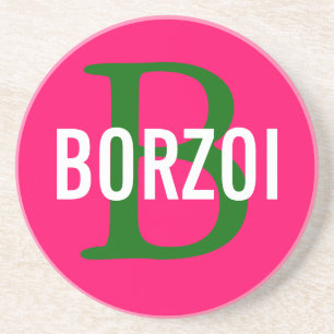 Dessous De Verre En Grès Conception de monogramme de race de barzoï