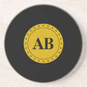 Dessous De Verre En Grès Conception de monogramme doré (Devant)