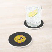 Dessous De Verre En Grès Conception de monogramme doré (Côté)