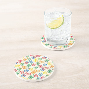 Dessous De Verre En Grès Conception de motif de bicyclette abstrait coloré