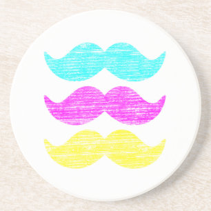 Dessous De Verre En Grès Conception de motif de moustache rétro coloré