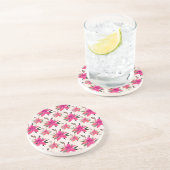 Dessous De Verre En Grès Conception de motif floral Fleurs roses (Côté)