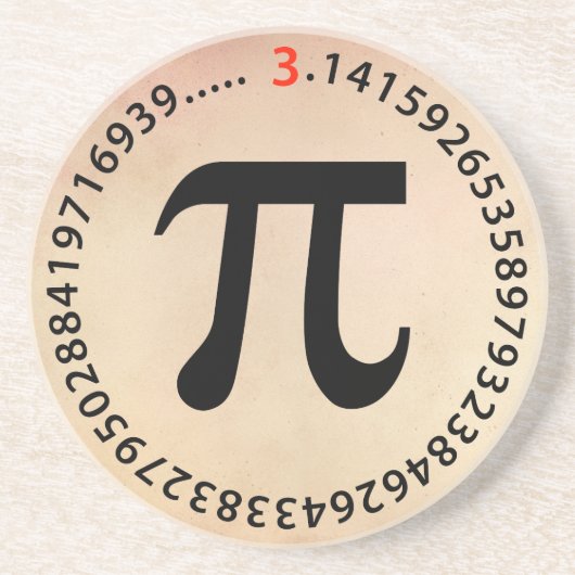 Dessous De Verre En Grès Conception de nombre de pi (Devant)