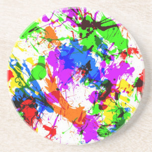 Dessous De Verre En Grès Conception de peinture éclaboussée colorée mignonn