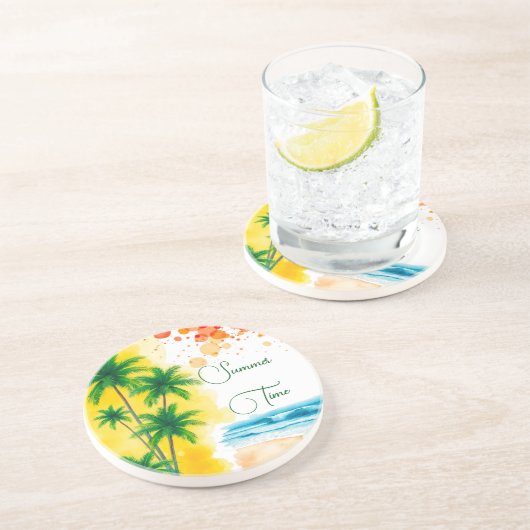 Dessous De Verre En Grès conception de plage “Été” (Côté)
