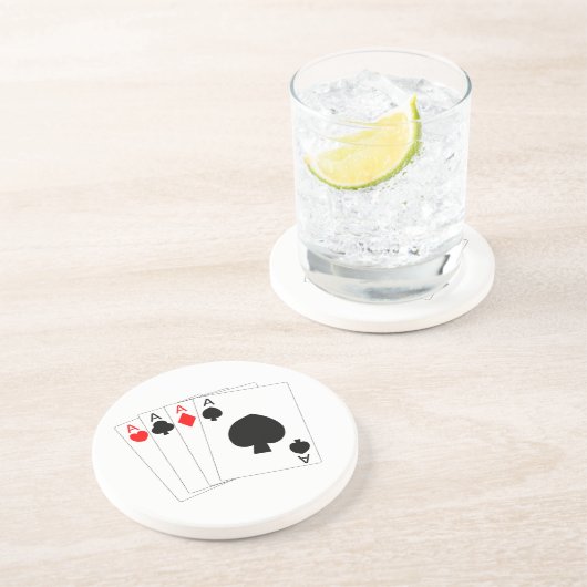 Dessous De Verre En Grès Conception de quatre as (Côté)