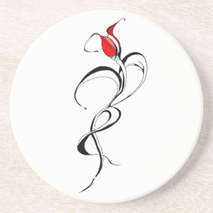 Dessous De Verre En Grès Conception de tatouage Tribal Rose Rouge